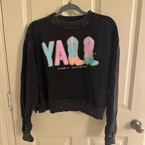 Simply Southern Black Sweatshirt with Colorful Boots Graphic